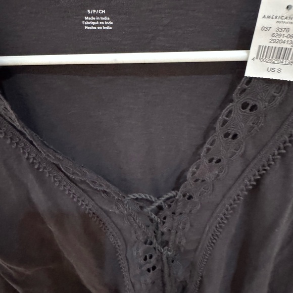 American Eagle Outfitters Charcoal Lace-Up Blouse - Picture 3 of 9